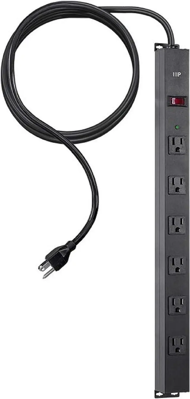 Alt view image 11 of 19 - Monoprice 6 Outlet Metal Surge Protector Power Strip - Black With 15 Feet Cord | 540 Joules