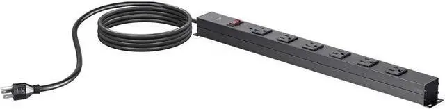 Alt view image 8 of 19 - Monoprice 6 Outlet Metal Surge Protector Power Strip - Black With 15 Feet Cord | 540 Joules