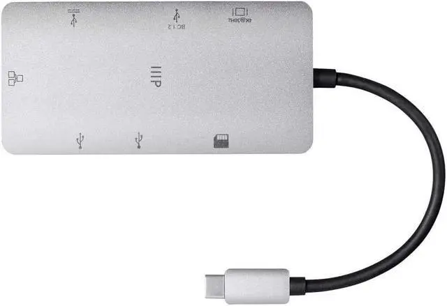Alt view image 10 of 13 - Monoprice USB-C To HDMI Adapter - Aluminum Body With Gigabit Ethernet, 3-Port USB 3.0, SD/MicroSD Reader, USB-C 100W, Power Delivery 3.0 Ports
