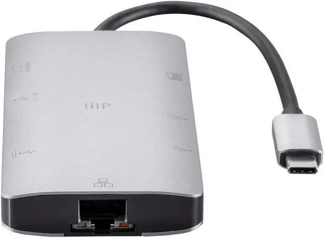 Alt view image 9 of 13 - Monoprice USB-C To HDMI Adapter - Aluminum Body With Gigabit Ethernet, 3-Port USB 3.0, SD/MicroSD Reader, USB-C 100W, Power Delivery 3.0 Ports