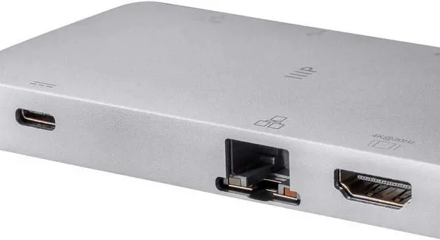 Alt view image 6 of 6 - Monoprice 135510 USB-C Travel Dock - Silver with HDMI, VGA, Gigabit Ethernet, 2-Port USB 3.0, SD/MicroSD Reader, USB-C 100W PD 3.0 - Consul Series