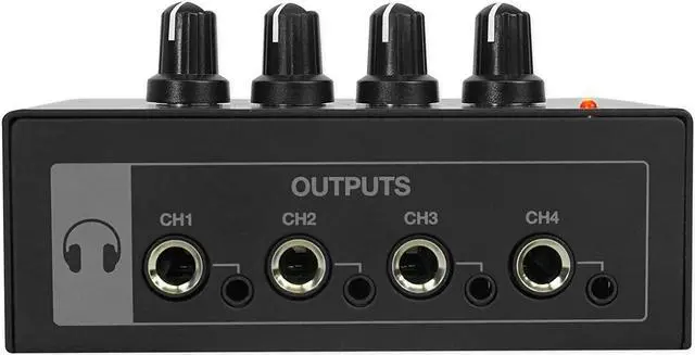 Alt view image 3 of 7 - Rockville RHPA4 4-Channel Headphone Amplifier, Stereo/Mono Switch, Dual 1/4" and 3.5mm Outputs per Channel, USB Power, for Studio and Podcast Monitoring