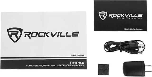 Alt view image 5 of 7 - Rockville RHPA4 4-Channel Headphone Amplifier, Stereo/Mono Switch, Dual 1/4" and 3.5mm Outputs per Channel, USB Power, for Studio and Podcast Monitoring