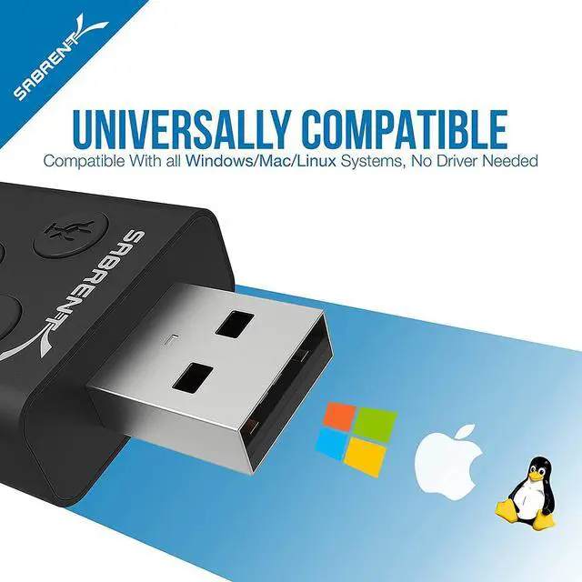 Alt view image 14 of 20 - SABRENT Aluminum USB External 3D Stereo Sound Adapter for Windows and Mac. Plug and Play No Drivers Needed. [Black] (AU-DDAB)