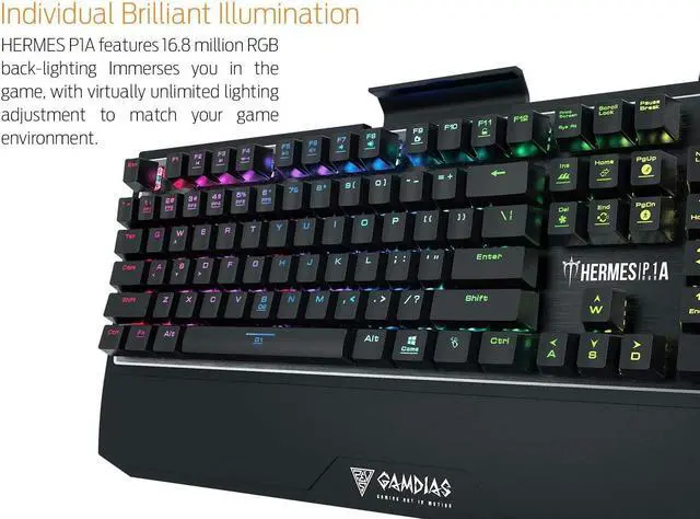 Alt view image 8 of 11 - GAMDIAS HERMES P1A RGB Mechanical Gaming Keyboard