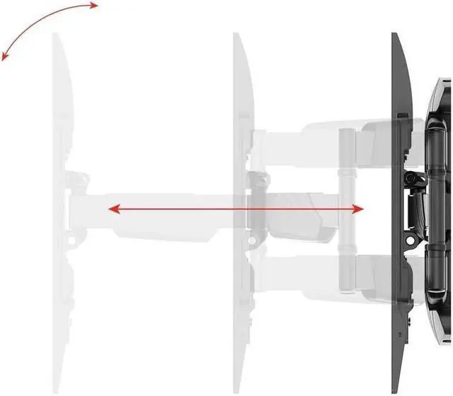 Alt view image 13 of 16 - Monoprice Full-Motion Articulating TV Wall Mount Bracket for TVs 37in to 80in, Max Weight 99 lbs, Ext. from 1.6in to 18.7in, VESA Patterns 600X400