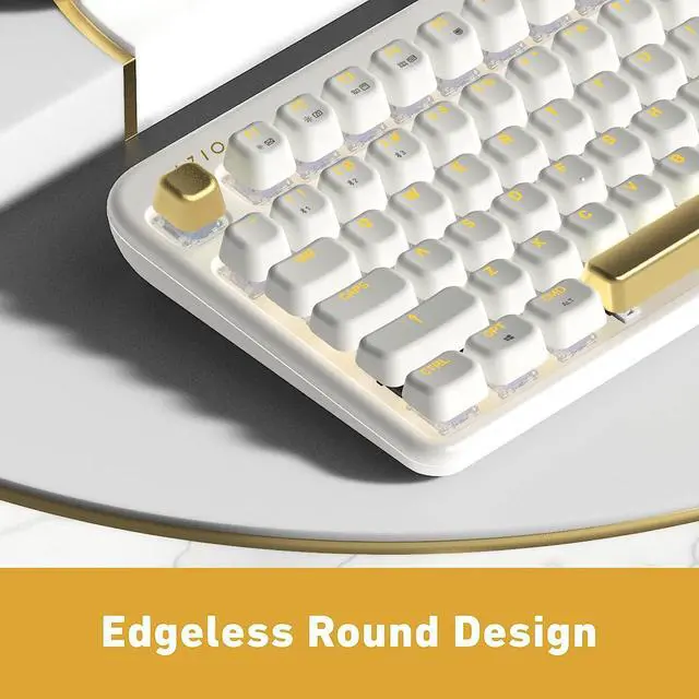 Alt view image 10 of 20 - AZIO IZO Wireless Bluetooth Mechanical Keyboard White Blossom