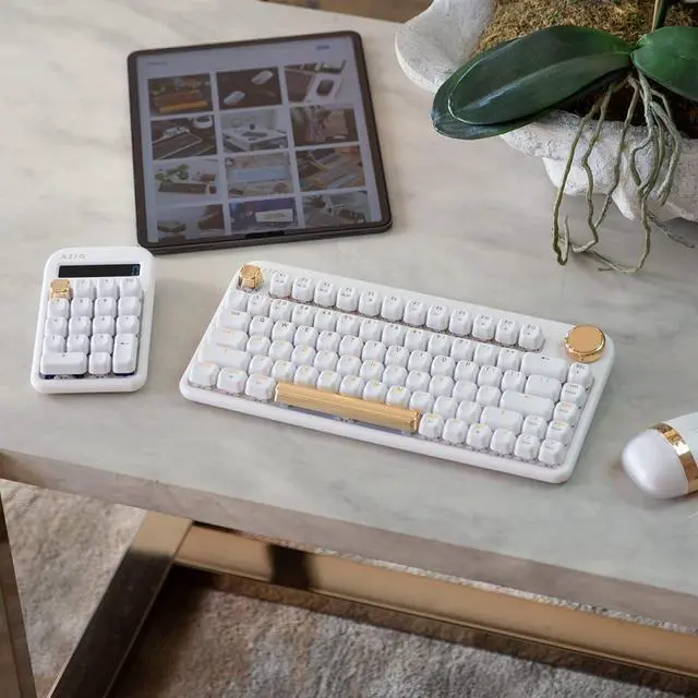 Alt view image 14 of 20 - AZIO IZO Wireless Bluetooth Mechanical Keyboard White Blossom