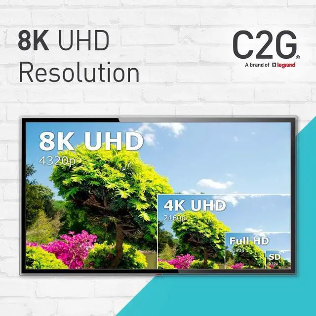 Alt view image 11 of 16 - C2G 6ft 8K HDMI Cable with Ethernet - Ultra High Speed - 6 ft HDMI A/V Cable for Audio/Video Device, Computer, Gaming Console, Media Player, Mobile Phone, Wireless Device, Bluetooth Device - First End