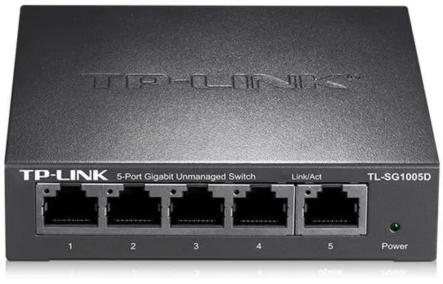 Main image of TP-LINK 5 Port Gigabit Ethernet Network Switch | Ethernet Splitter | Sturdy Metal w/Shielded Ports |Plug-and-Play | Traffic Optimization (TL-SG1005D)