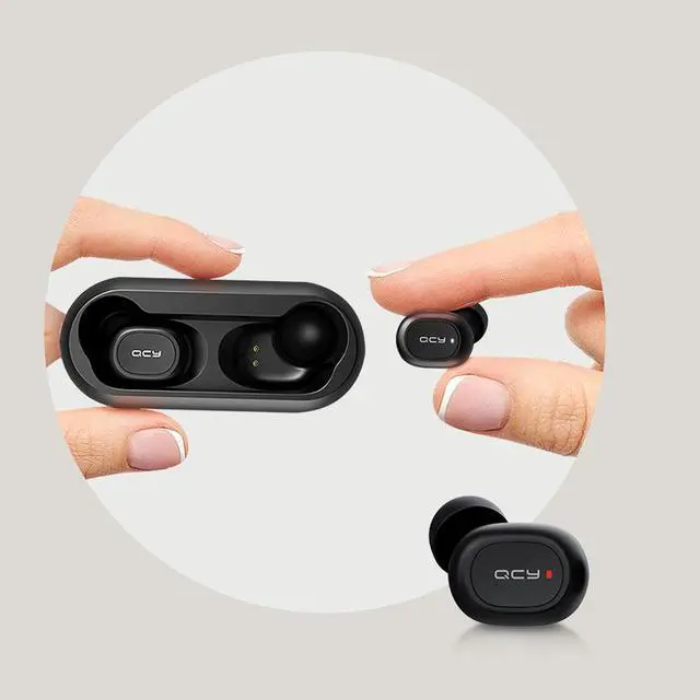 Alt view image 3 of 6 - QCY T1C Mini Bluetooth Earphones with Mic Wireless Sports Headphones Noise Cancelling Headset and charging box