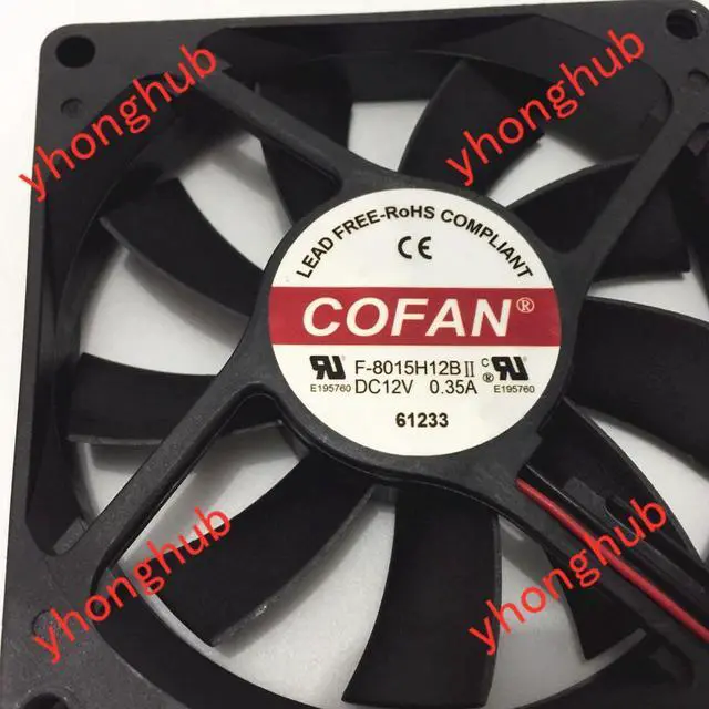 Alt view image 3 of 4 - COFAN F-8015H12B Server Cooling Fan DC 12V 0.35A 80x80x15mm 2-wire