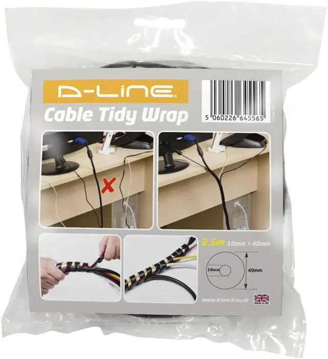 Alt view image 6 of 10 - D-Line Cable Tidy Wrap, 0.25" - 2" Diameter X 98" Long, Black CTW25B