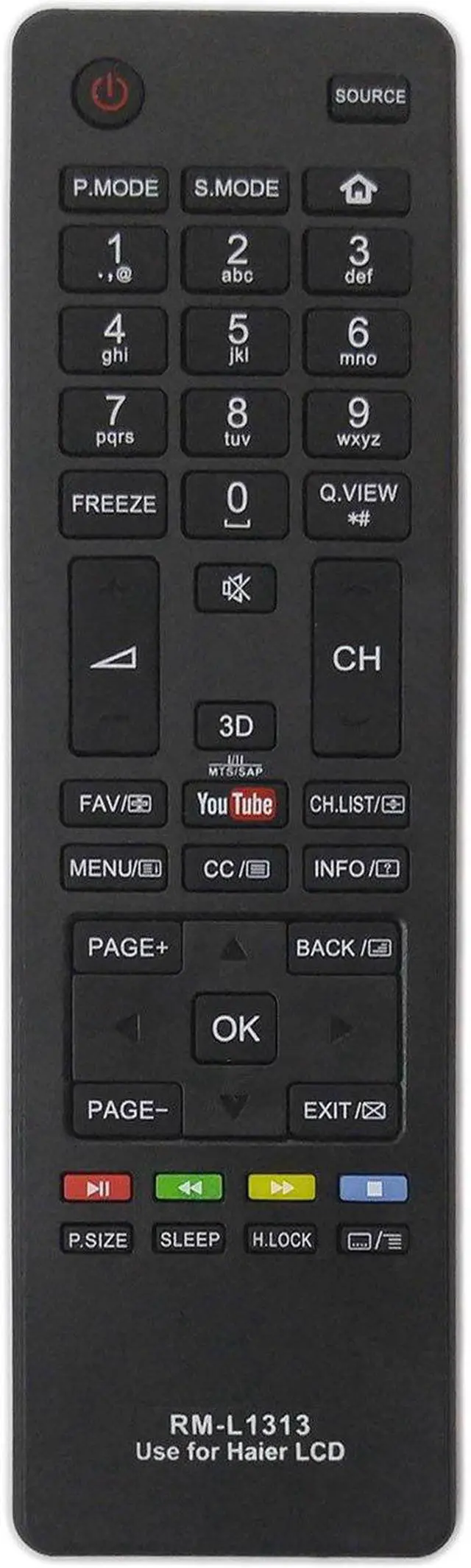 Main image of Haier Remote for Almost All Haier Led LCD and Smart Tv with 3D and YouTube Function (RM L1313)