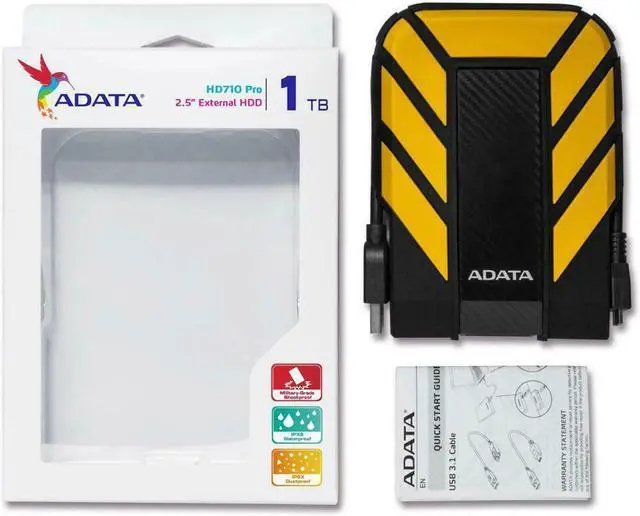 Alt view image 5 of 5 - ADATA Durable Series HD710: 1TB Yellow External USB 3.1 Portable Hard Drive Gaming Console Compatible