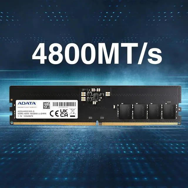 Alt view image 7 of 7 - ADATA 16GB 288-Pin DDR5 4800 (PC5 38400) Desktop Memory Model AD5U480016G-S