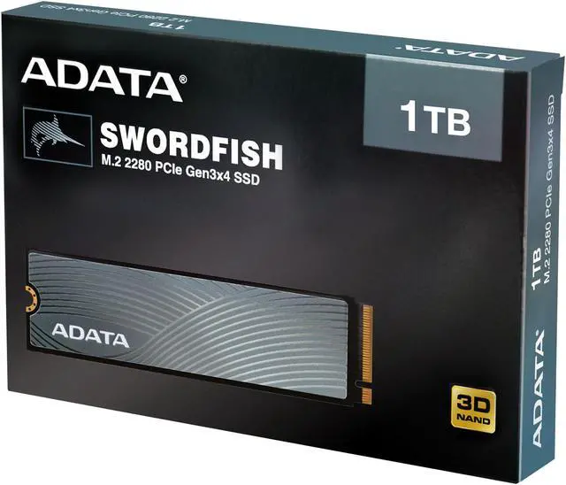 Alt view image 7 of 7 - ADATA Swordfish 1TB PCIe Gen3x4 M.2 2280, 3D-NAND Internal Solid State Drive