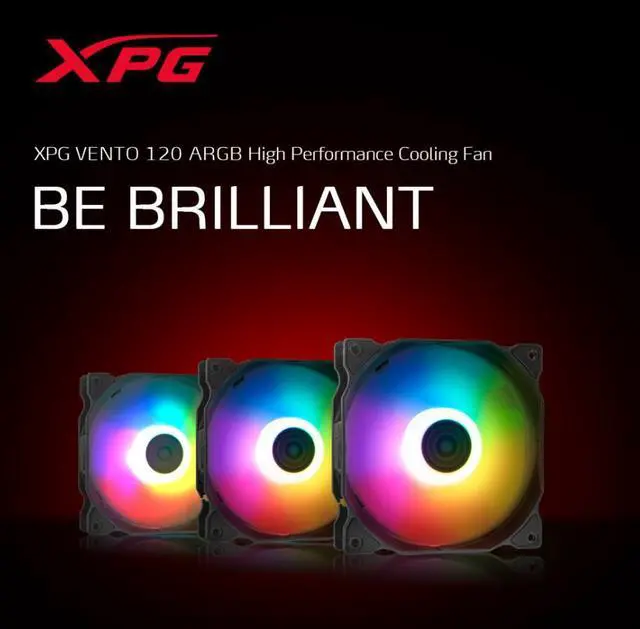 Alt view image 5 of 11 - XPG VENTO 120 ARGB LED Case Fan | 45.3 CMF - 1200RPM | 3 PIN, 120MM Fan | 9 LEDs - Major Motherboard Compatibility