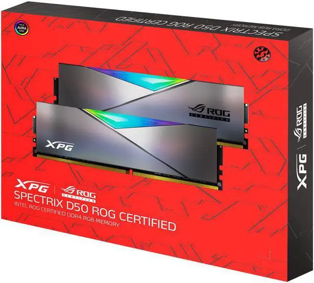 Alt view image 5 of 7 - XPG SPECTRIX D50 ROG RGB Desktop Memory: 16GB (2x8GB) DDR4 3600MHz CL17-21-21 | Custom RGB w/ Gunmetal Grey Heatsink Module - 2PK | RAM Upgrade| ROG Certified