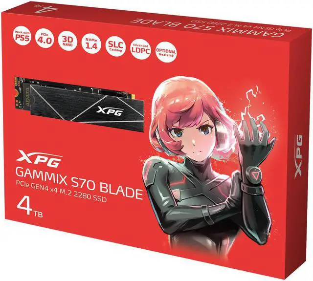 Alt view image 4 of 6 - XPG GAMMIX S70 Blade: 4TB M.2 2280 NVMe 3D NAND PCIe Gen4x4 Gaming Internal Solid State Drive | PS5 Compatible | Up to 7400 MBps - Black SSD | 1PK