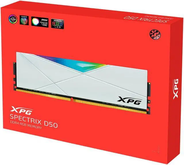 Alt view image 15 of 17 - XPG SPECTRIX D50 RGB Desktop Memory: 16GB (2x8GB) DDR4 3200MHz CL16 White