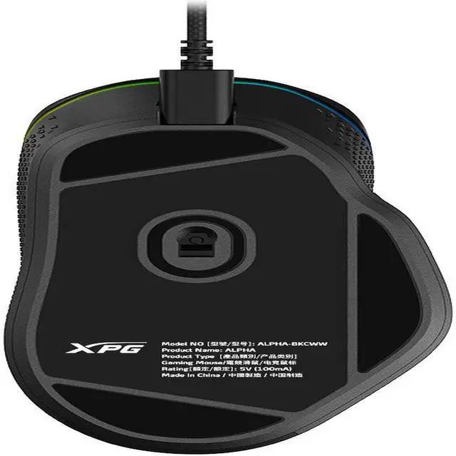 Alt view image 6 of 13 - XPG ALPHA Wired Gaming Mouse - Black w/ RGB + Omron Switches | USB-C Connection | 6 Programmable Buttons :Exokeleton Design | PAW 3335 Sensor - 400-16000 DPI