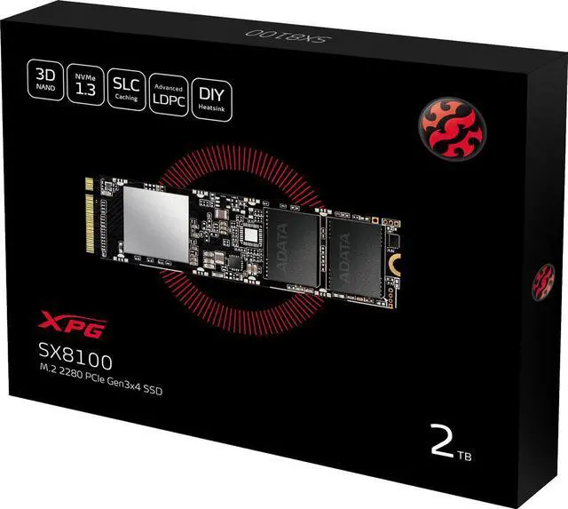 Alt view image 4 of 7 - XPG SX8100 Series: 2TB PCIe Gen3x4 M.2 2280, 3D NAND Internal Solid State Drive