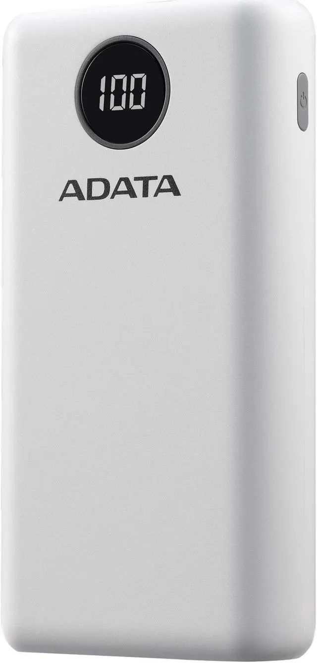 Main image of ADATA P20000QCD Power Bank White - 20000mAh Battery | 2x USB-A - 1x USB-C Ports | Digital Display w/ Qualcomm QC 3.0 or USB PD 3.0 Tech | Multi-Level Circuit Protection