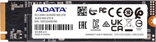 Alt view image 6 of 6 - ADATA 2TB SSD Legend 900 PCIe Gen4x4 NVMe M.2 Internal Gaming SSD Up to 6,200 MB/s PS5 Compatible (SLEG-900-2TCS)
