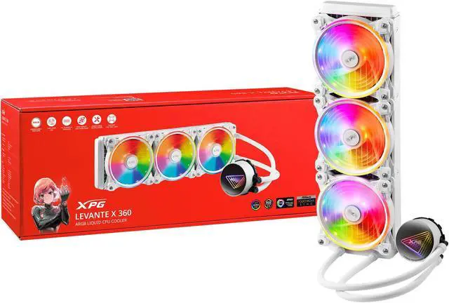 Alt view image 4 of 4 - XPG Levante X 360 All-in-One ARGB CPU Liquid Cooler - 4.72" Maximum Fan Diameter -2000 RPM - Fluid Dynamic Bearing - 4-Pin PWM (LEVANTEX360-WHCWW)