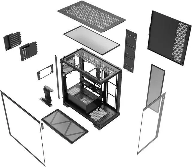 Alt view image 4 of 4 - XPG Invader X Mid-Tower Gaming ATX PC Case with Panoramic View, Tempered Glass Panels, and RGB Lighting Black (INVADERXMT-BKCWW)