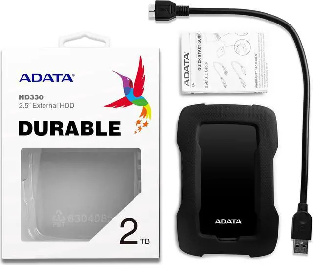 Alt view image 7 of 7 - ADATA Durable Series HD330: 2TB Black External USB 3.1 Portable Hard Drive Gaming Console Compatible