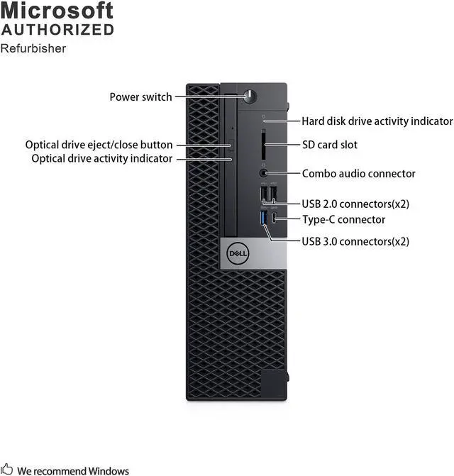 Alt view image 5 of 13 - Dell Grade A Optiplex 7050 SFF Intel Core I7-6700 3.4Ghz 16G DDR4, 512G SSD, Windows 10 Pro 64 bits(ES/EN)