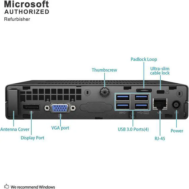 Alt view image 6 of 7 - HP EliteDesk 800 G2 Desktop Mini PC, Intel Quad Core I5-6500T 2.5Ghz, 16G DDR4, 240G SSD, DP, 4K Support, Keyboard & Mouse, Windows 10 Pro 64 Bit-Multi-Language(EN/ES/FR) (Grade A)
