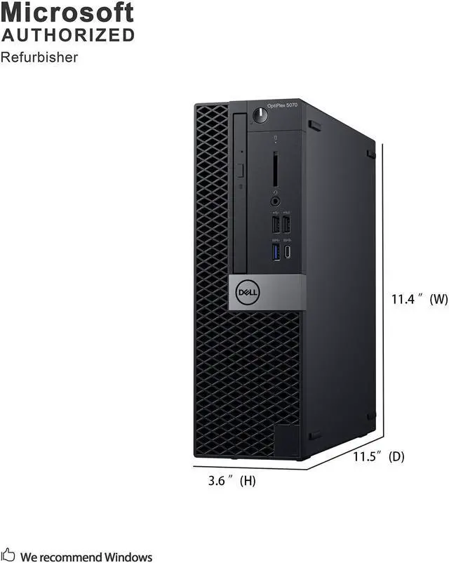 Alt view image 3 of 7 - Grade A Dell OptiPlex 5070 SFF PC, Intel Six Core I5-8500 3.0Ghz, 8G DDR4, 512G SSD, DVD, DP, 4K Support, WiFi, Bluetooth 4.0, Keyboard & Mouse, Windows 10 Pro 64 Bit-Multi-Language(EN/ES/FR)