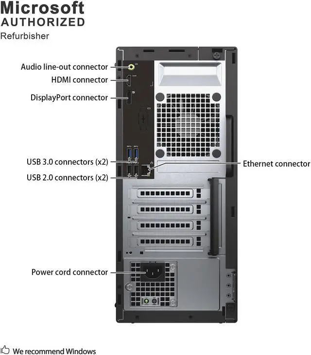 Alt view image 6 of 7 - Grade A Dell OptiPlex 3050 Tower PC, Intel Quad Core I5-6500 3.2Ghz, 8G DDR4, 256G SSD, DVD, DP, 4K Support, WiFi, Bluetooth 4.0, Keyboard & Mouse, Windows 10 Pro 64 Bit-Multi-Language(EN/ES/FR)