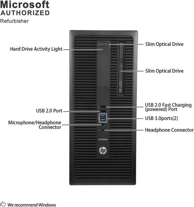 Alt view image 5 of 7 - Grade A HP EliteDesk 800 G2 Tower PC, Intel Quad Core I5-6500 3.2Ghz, 8G DDR4, 128G SSD + 1T, DVD, DP, 4K Support, WiFi, Bluetooth 4.0, Keyboard & Mouse, Windows 10 Pro 64 Bit-Multi-Language
