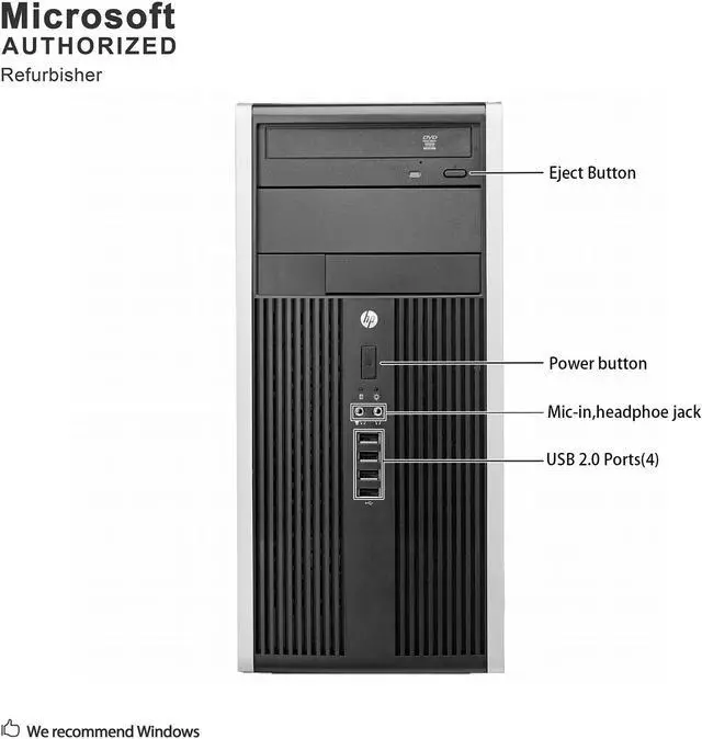 Alt view image 5 of 7 - Grade A HP Compaq Pro 6300 Microtower PC, Intel Core I3-3220 3.3Ghz, 8G DDR3, 2T HDD, DVD, DP, VGA, WiFi, Bluetooth 4.0, Keyboard & Mouse, Windows 10 Pro 64 Bit-Multi-Language