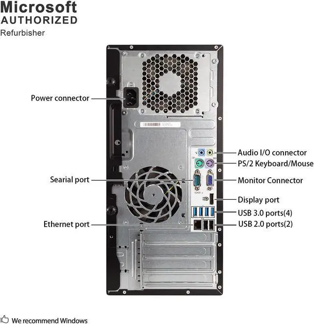 Alt view image 6 of 7 - Grade A HP Compaq Pro 6300 Microtower PC, Intel Core I3-3220 3.3Ghz, 8G DDR3, 2T HDD, DVD, DP, VGA, WiFi, Bluetooth 4.0, Keyboard & Mouse, Windows 10 Pro 64 Bit-Multi-Language