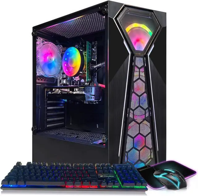 Main image of STGAubron Gaming Desktop PC, Radeon RX 580 16G GDDR5, Intel Core i5-9400F up to 4.1GHz, 16G DDR4 Memory, 512G SSD, 600M WiFi, BT 5.0, RGB Fan x 4, RGB Keyboard & Mouse & Mouse Pad, W11H64