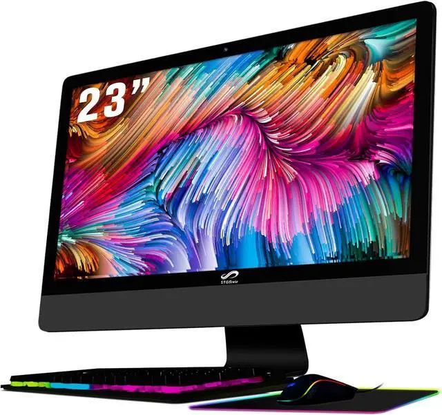 Main image of STGSivir AIO Desktop Computer, 23" FHD Display, Core i5 3.0G up to 3.7GHz, 16G, 512G SSD, WiFi, BT 5.0, RGB Keyboard & Mouse & Mouse Pad, Webcam, W10H64