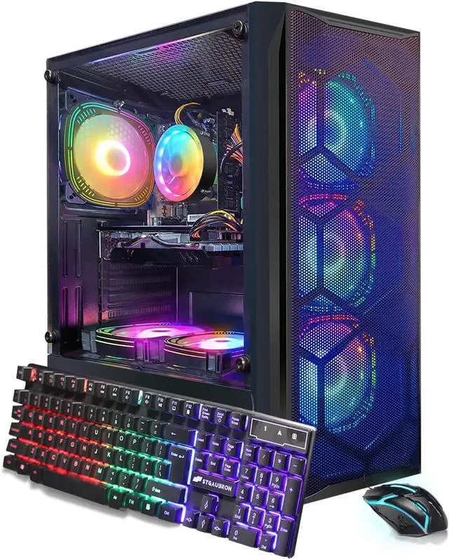 Main image of STGAubron Gaming PC Computer Desktop, Intel Core i7 8th Gen up to 4.1G, Radeon RX 580 8G, 16G DDR4, 512G SSD, WiFi 6, BT 5.2, RGB Fan x6, Windows 11 Home