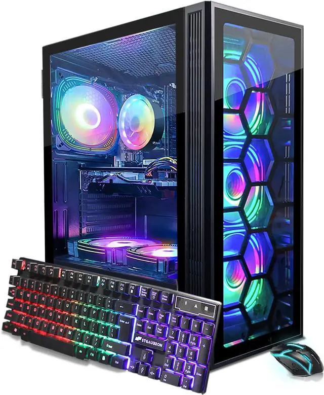 Main image of STGAubron Gaming PC Desktop, 8th Gen Intel Core i7 up to 4.1G, GeForce RTX 3050 6G, 32GB DDR4, 1T SSD, WiFi 6 & BT 5.2, RGB Fan x6, Windows 11 Home