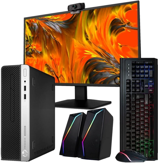 Main image of HP Gaming ProDesk Desktop RGB Computer PC, Core i5-8500 up to 4.1GHz, 16GB DDR4 RAM, 500GB SSD, 24 Inch HDMI Monitor, RGB Keyboard Mouse, WiFi