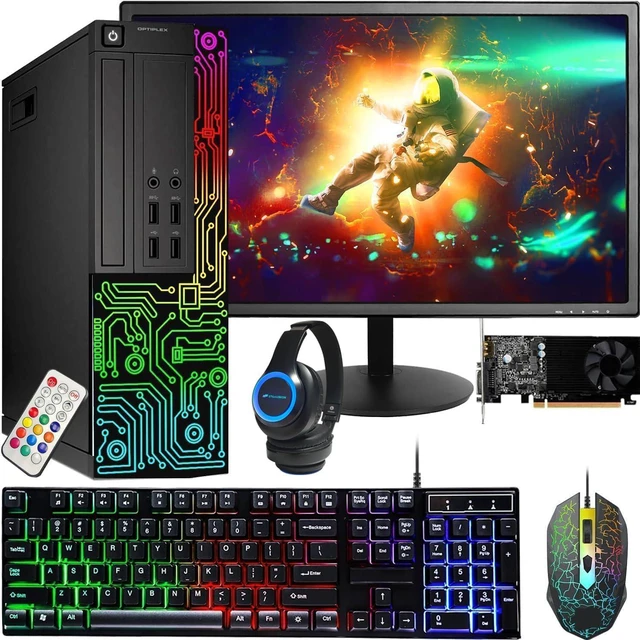 Main image of Dell Gaming OptiPlex Desktop RGB Computer PC, Core I5 up to 3.6GHz, GeForce GT 1030 2GB GDDR5, 16GB RAM, 512GB SSD, 24 Inch HDMI Monitor, Keyboard Mouse and Headset, WiFi, Windows 11 Pro