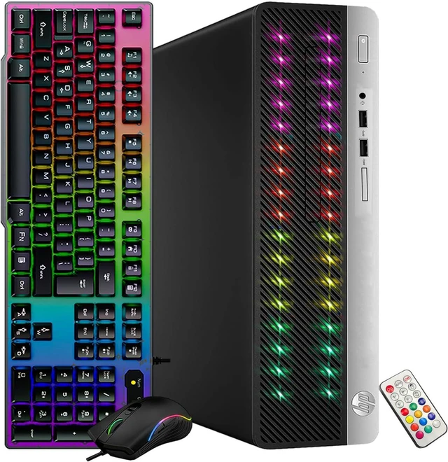 Main image of HP Gaming ProDesk Desktop RGB Computer PC, Core i3-8100 up to 3.6GHz, 16GB DDR4 RAM, 1TB SSD, WiFi