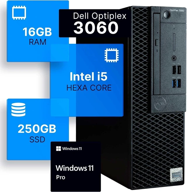 Main image of Dell OptiPlex 3060 Small Form Factor Desktop Computer, Core i5-8500 up to 4.1GHz, 16GB DDR4, 250GB Solid State Drive, Windows 11 Pro