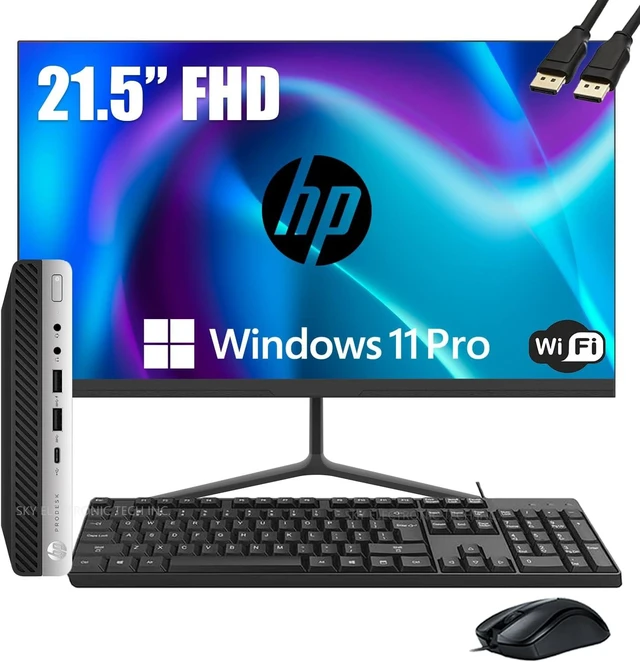 Main image of HP ProDesk 600 G3 Desktop Mini Business PC with 21.5" FHD Monitor, Intel Quad Core i5-6500T, 16GB DDR4 RAM, 256GB SSD, DisplayPort, WiFi, BT, Windows 11 Pro