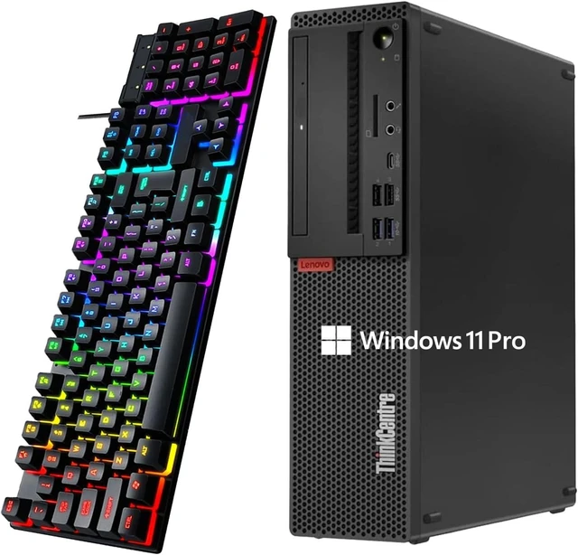 Main image of Lenovo ThinkCentre M720s SFF Desktop Computer PC, Core i3-8100 3.6GHz, 8GB DDR4, 256GB SSD, WiFi, RGB Keyboard & Mouse, Windows 11 Pro (Refurbished)