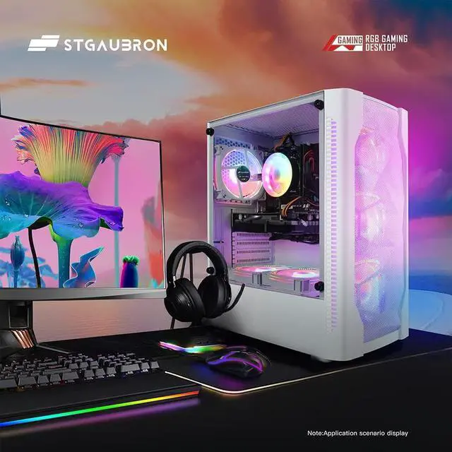 Alt view image 4 of 7 - STGAubron Gaming Desktop PC Computer,Intel Core I7 3.4GHz up to 3.9GHz, 16G RAM, 512G SSD, WIFI, BT 5.0, GeForce GTX 1660 Ti 6G GDDR6, RGB Fanx6, RGB Keyboard&Mouse&Mouse Pad, RGB BT Sound Bar, W10H64